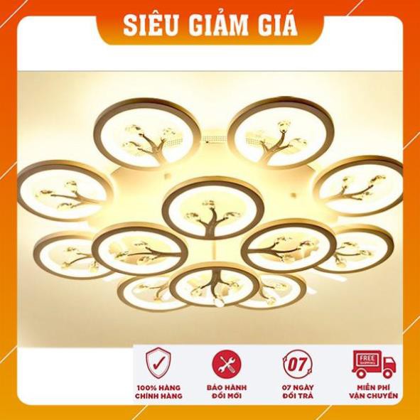 Đèn Ốp Trần - Đèn LED Ốp Trần - Đèn Mâm Ốp Decor 12 Hoa Pha Lê NT031 -3 Chế Độ Ánh Sáng - Điều Khiển Từ Xa