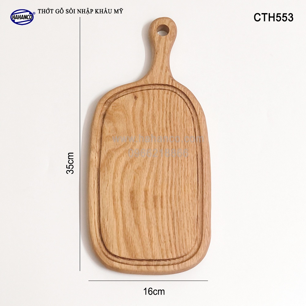 Thớt tay cầm gỗ Sồi Mỹ (OAK) khay bánh mì/trái cây/ bít tết/pizza/phụ kiện ảnh - CTH553