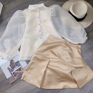 SET ÁO SƠ MI VOL x CHÂN VÁY NUDE 😙😙