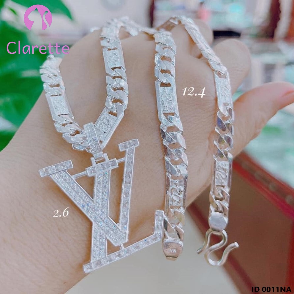 Mặt dây chuyền bạc LV cho nam nhiều kích cỡ Clarette 0011NA