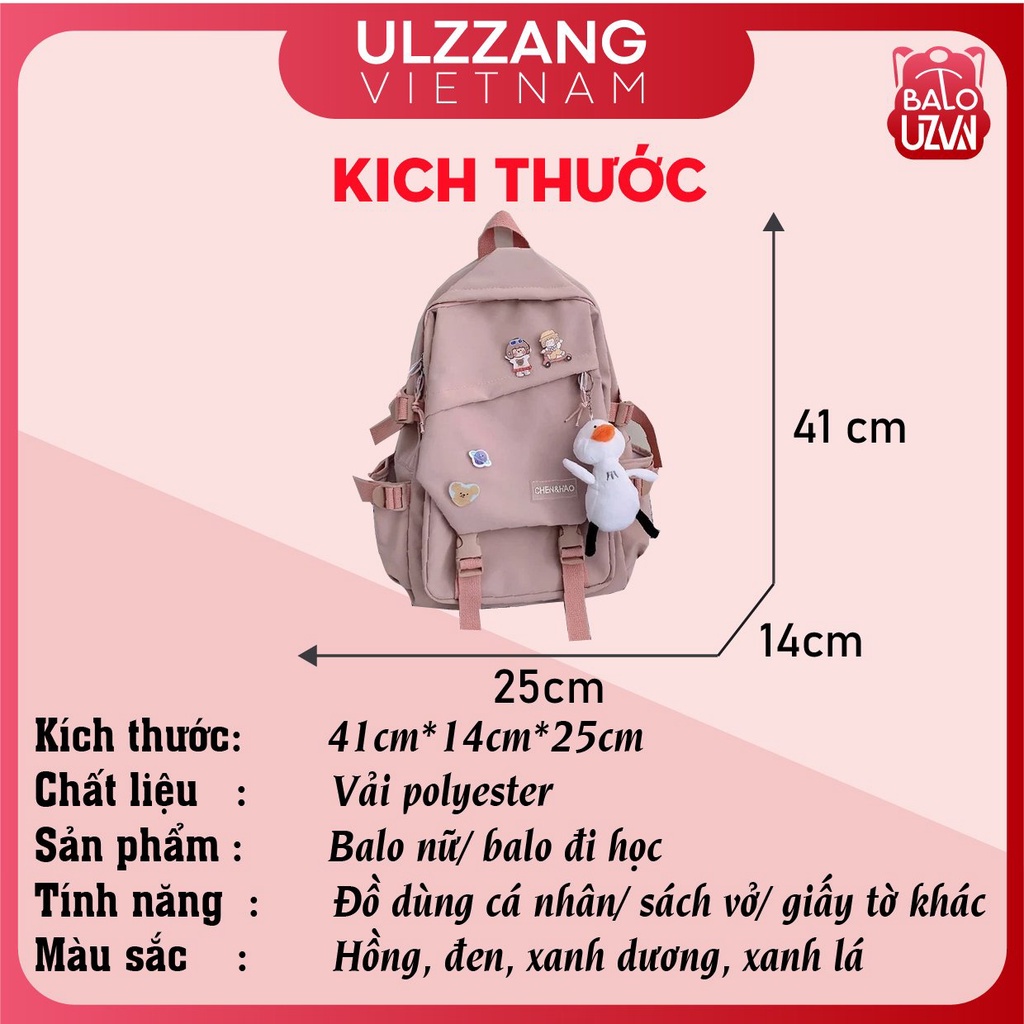 Balo nữ đi học thời trang Ulzzang Hàn Quốc, cặp sách đẹp hàng cao cấp dễ thương, túi xách học sinh chống nước_ULZ0