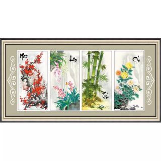 Tranh thêu tứ quý mai lan cuc trúc 222975