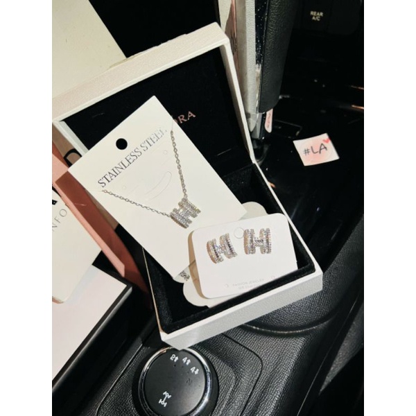 Sét trang sức chữ H titan đính đá pha lê trẻ trung sang trọng phù hợp mọi lứa tuổi