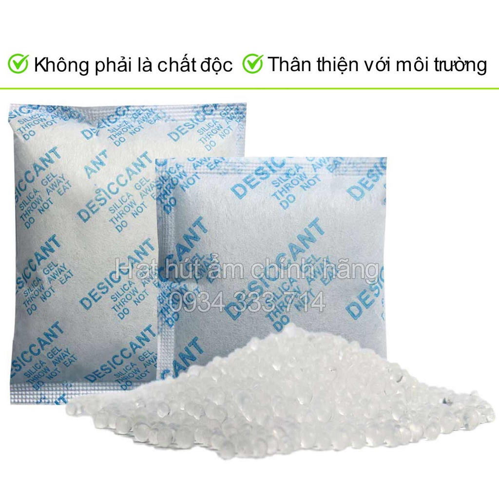 Gói Hút Ẩm 100g loại 1/2/3/5/10/50/100g Silicagel - Hạt hút ẩm thực phẩm quần áo giày dép tủ quần áo máy ảnh NU DRY
