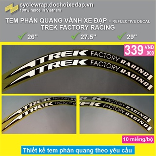 Tem decal phản quang dán vành bánh xe đạp địa hình trek factory racing | trek mtb rim reflective decal |cyclewrap