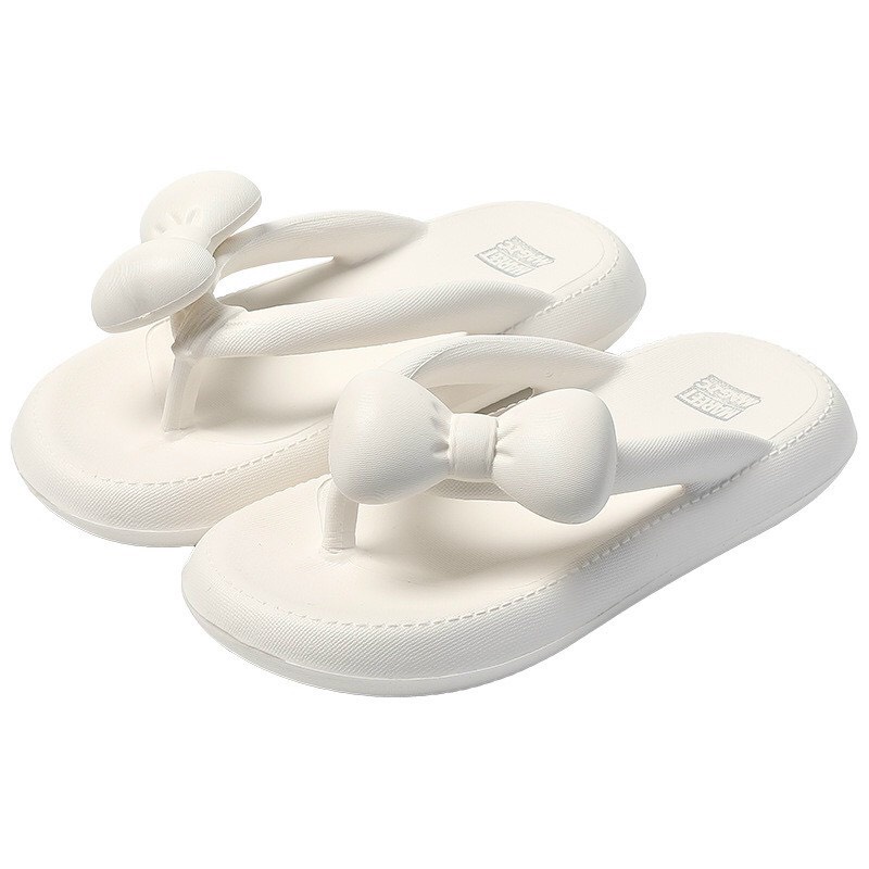 Dép kẹp xỏ ngón nơ đại đế bánh mỳ cao 3p êm chân siêu xinh ( size bé đặt tăng size)