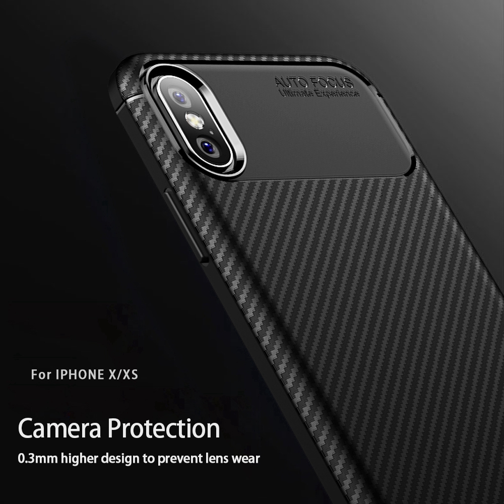Ốp điện thoại sợi carbon chống sốc cho iPhone 6 6S 7 8 Plus XS max XR