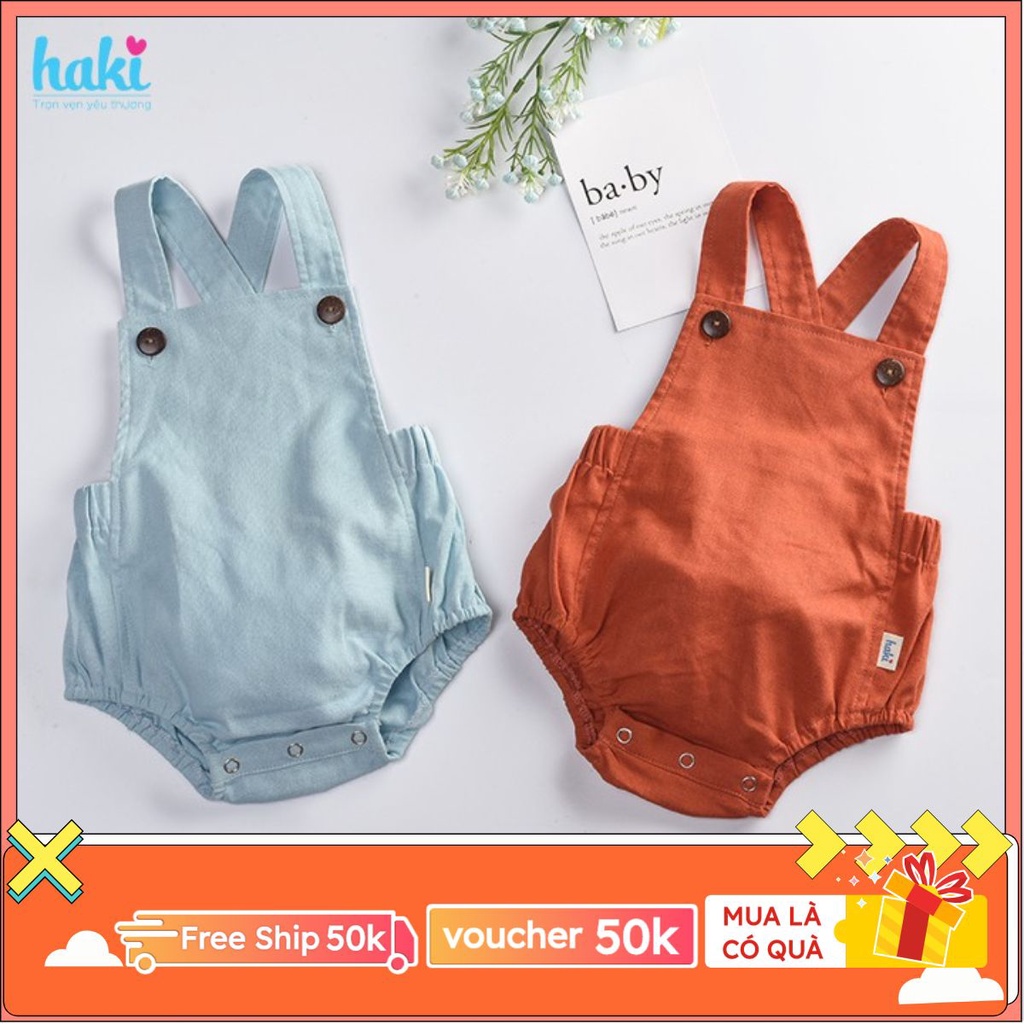 Bộ romper linen lưng chun xinh yêu - HAKI BL001, set liền cho bé trai bé gái từ 6-13kg