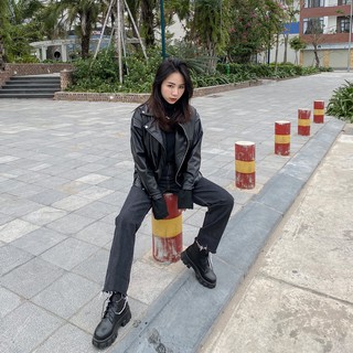 Áo da Biker Jacket