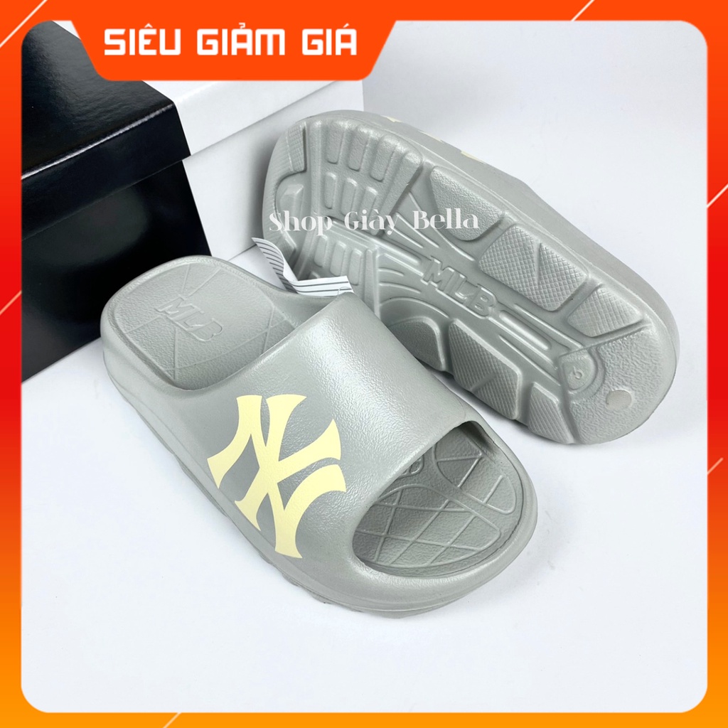 Dép Nam Nữ Quai Ngang MLB Unisex Đế Bánh Mì Đúc Nguyên Khôi Siêu Hot Trend - Màu Xám NY