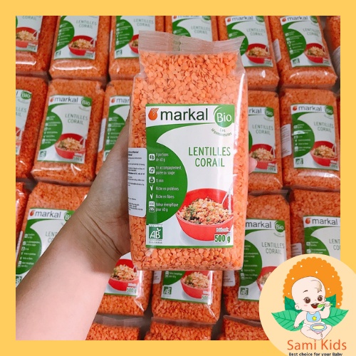 Đậu lăng đỏ cam san hô hữu cơ Markal cho bé ăn dặm, hạt nấu cháo, sữa hạt, bữa phụ SAMI KIDS