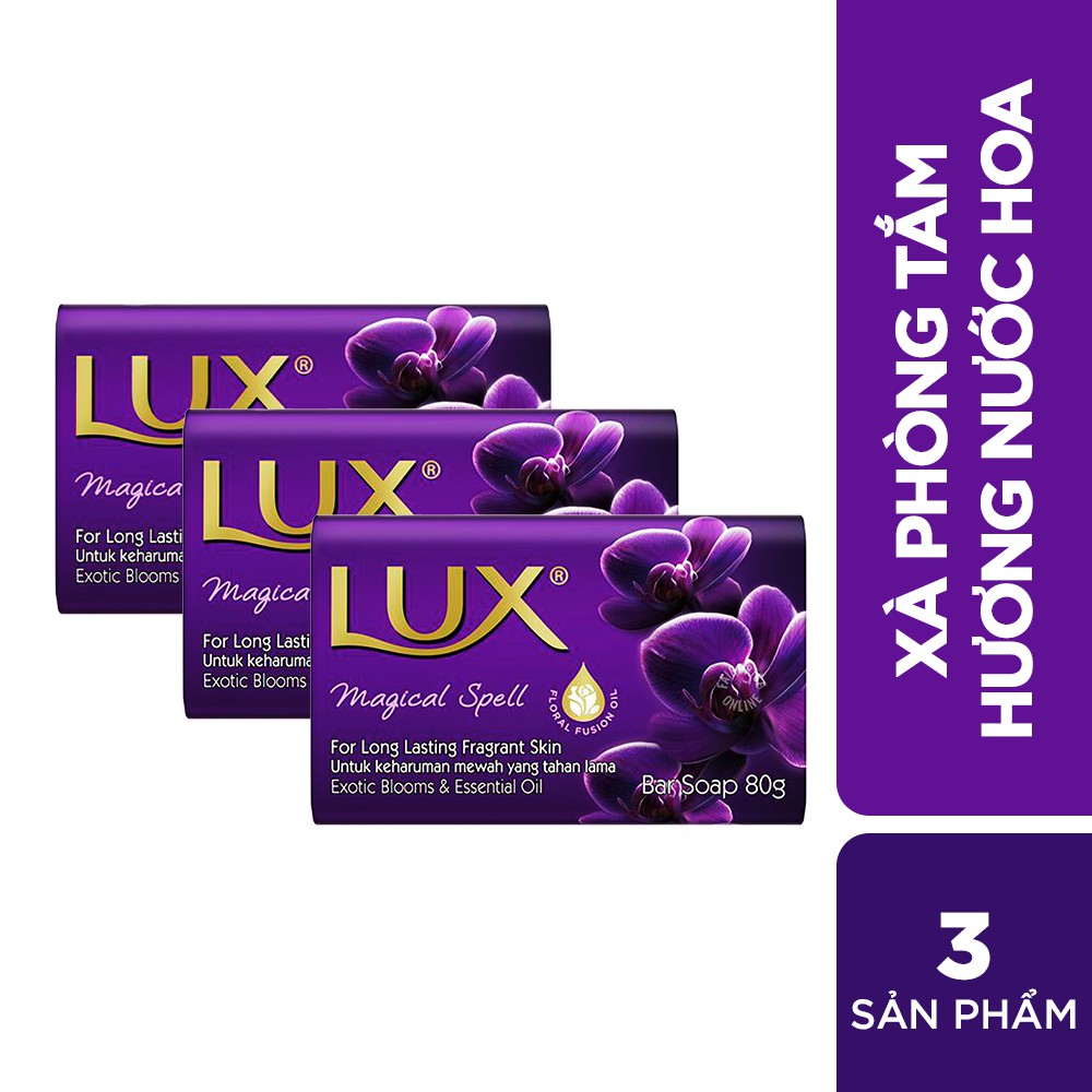 Combo 3 Xà phòng tắm hương nước hoa Lux Tím Magical (80gx3) | BigBuy360 - bigbuy360.vn