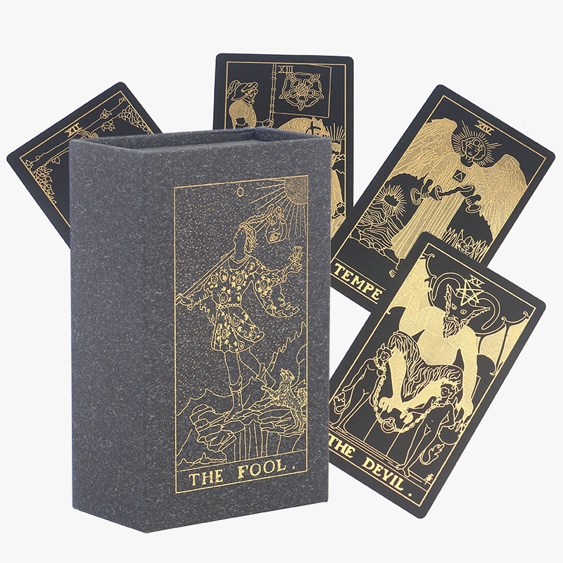 Pvc Waterproof New Rider Waite Tarot Card Game Paper Manual Bộ bài Gold foil Tarot The Fool phiên bản Cao Cấp