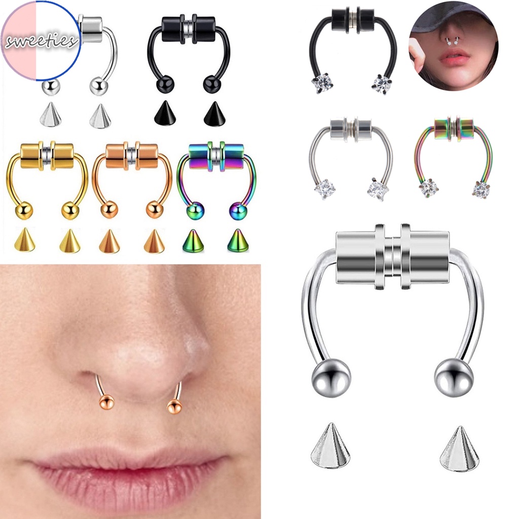 Khuyên mũi tròn có nam châm bằng thép không gỉ bao gồm 16 mẫu