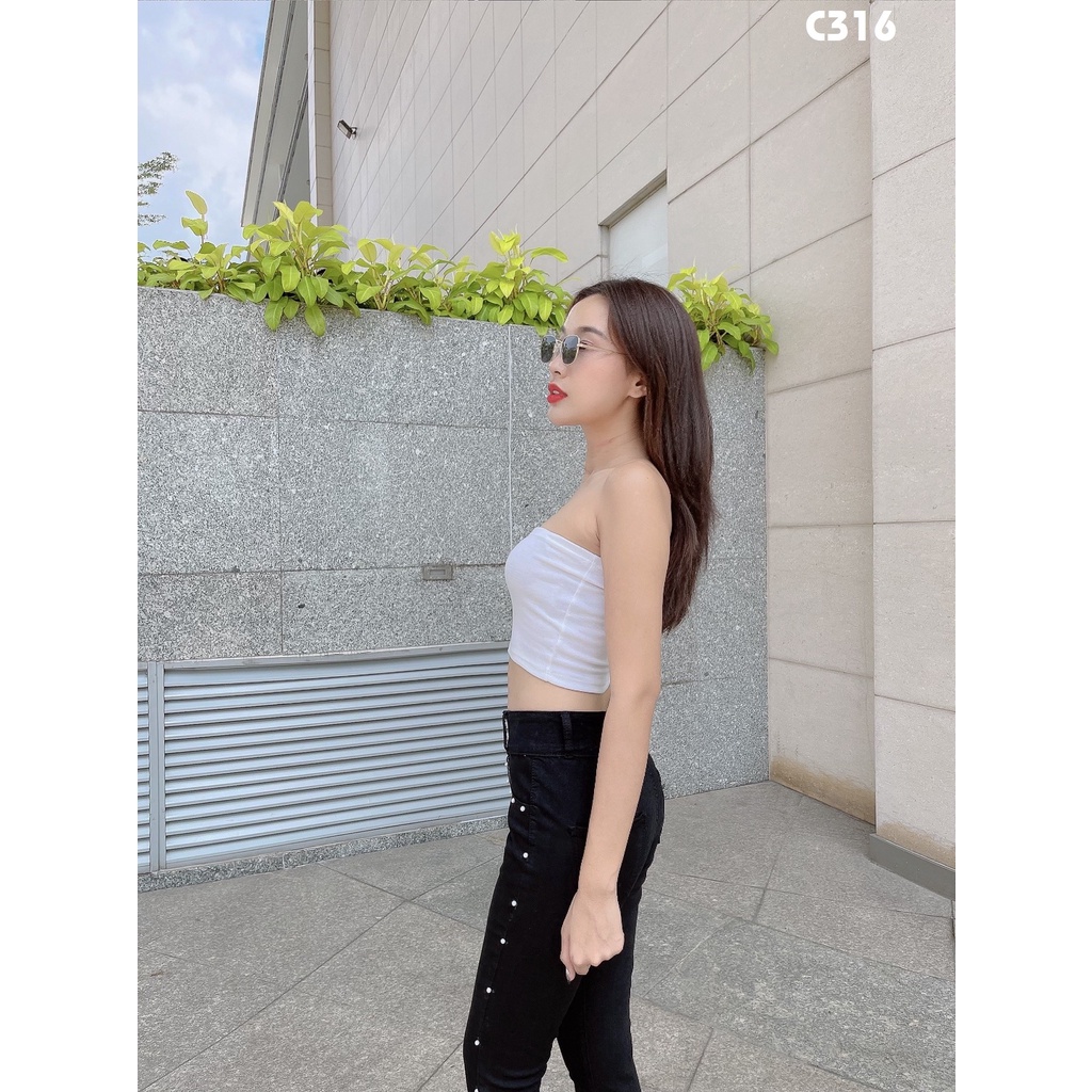 Quần jean nữ ôm đen đính hạt dọc sườn chất mềm co giãn C316