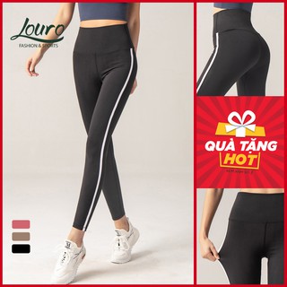 Quần tập gym nữ Louro QL60, kiểu quần tập gym nữ kẻ sọc, chất liệu thoáng mát, co giãn 4 chiều