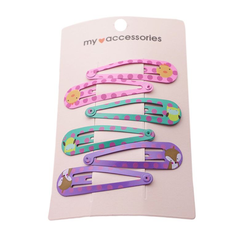 Bộ kẹp tóc kim loại họa tiết hoạt hình xinh xắn thời trang cho bé gái