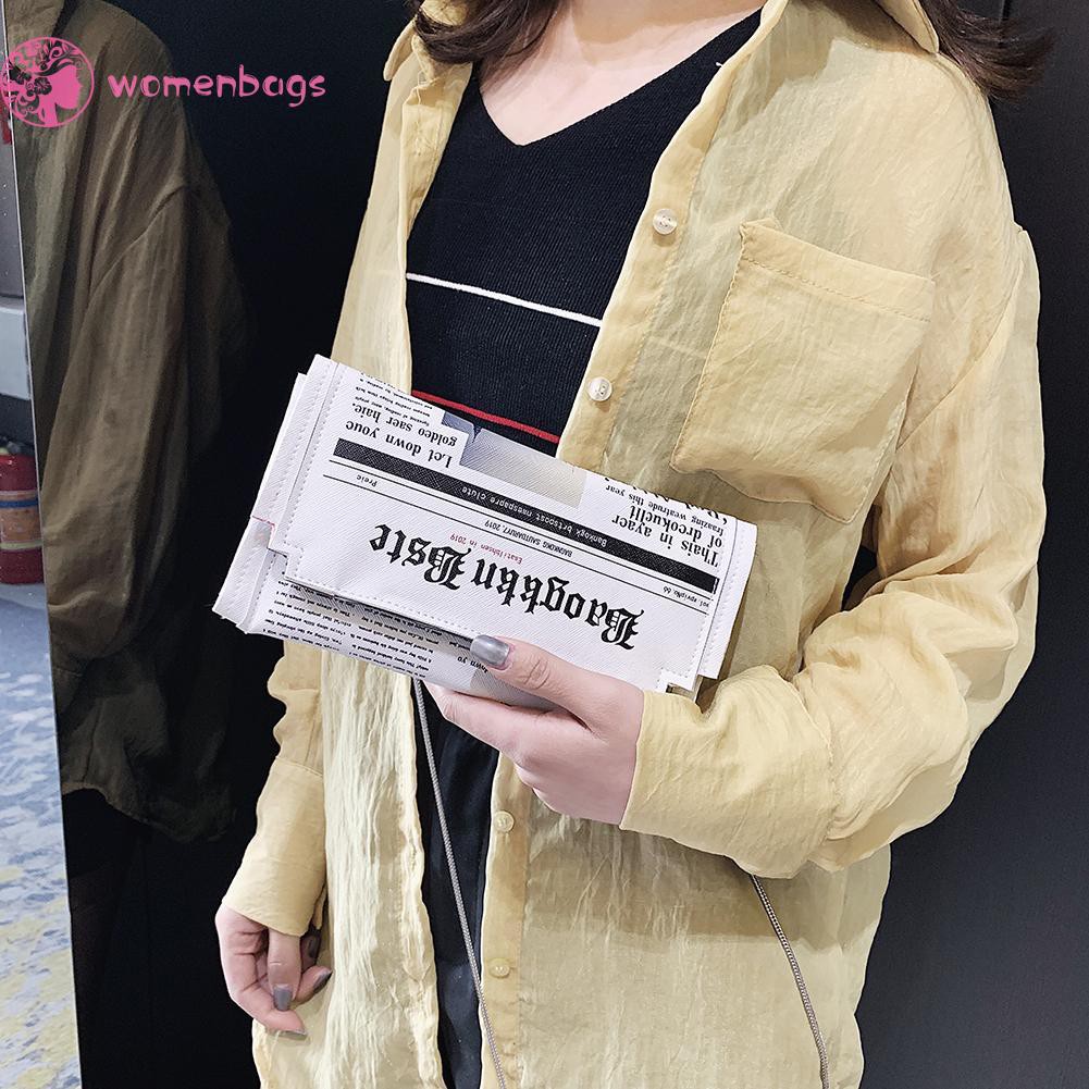 Túi mini đeo chéo thiết kế họa tiết hình tờ báo thời trang cho nữ giới | BigBuy360 - bigbuy360.vn