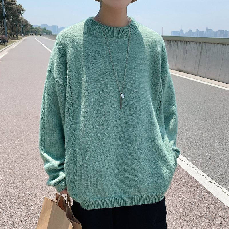 Áo sweater Dệt Kim Cổ Chữ t Màu Sắc Đơn Giản Phong Cách Hàn Quốc Thời Trang Thu Đông Cho Nam