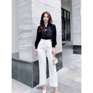 Quần nữ suông,quần culottes ống rộng cạp cao chất tuyết phong cách Hàn Quốc Lunar Studio