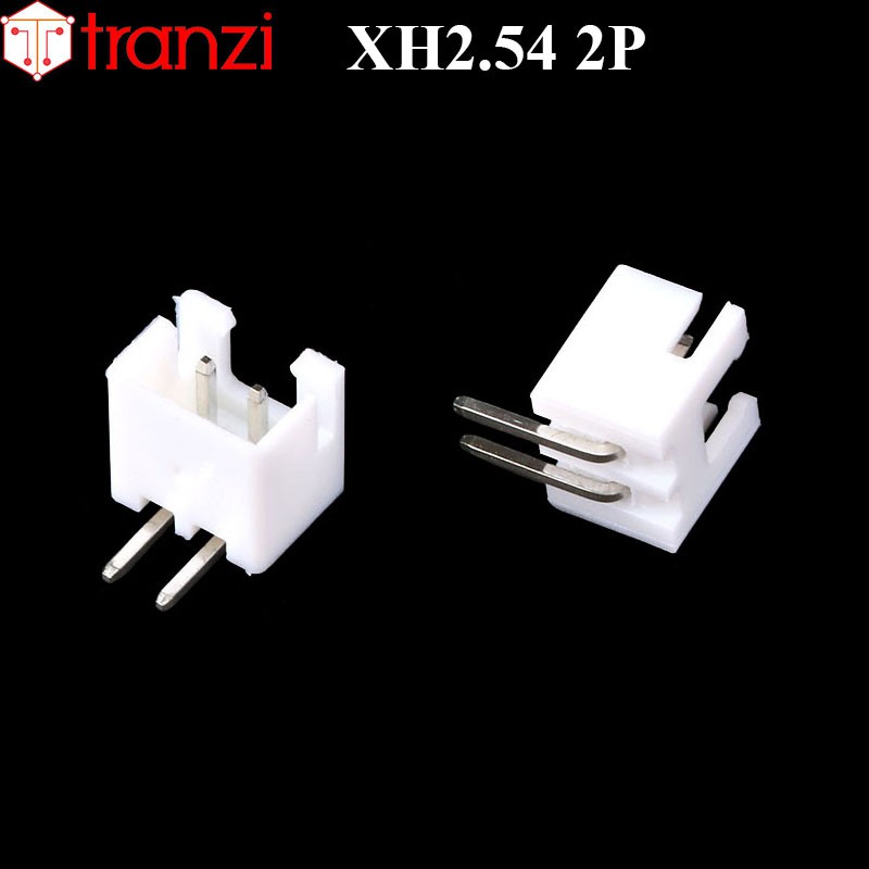 Giắc cắm header 2.54mm XH2.54 2P chân cắm cong trắng - túi 50 cái