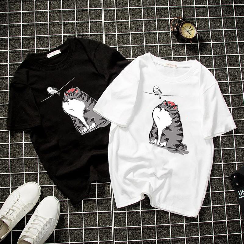 Áo thun unisex form rộng mèo hoàng hậu dễ thương vải dày mịn 2019T2107
