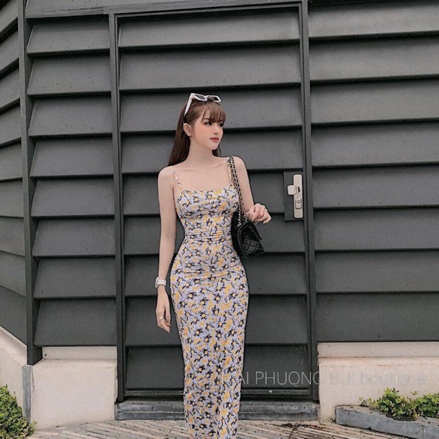 Váy 2 Dây Body Dáng Maxi 💖FREESHIP💖 Đầm Hai dây Hoa Sang Chảnh Dáng Maxi cực Xinh