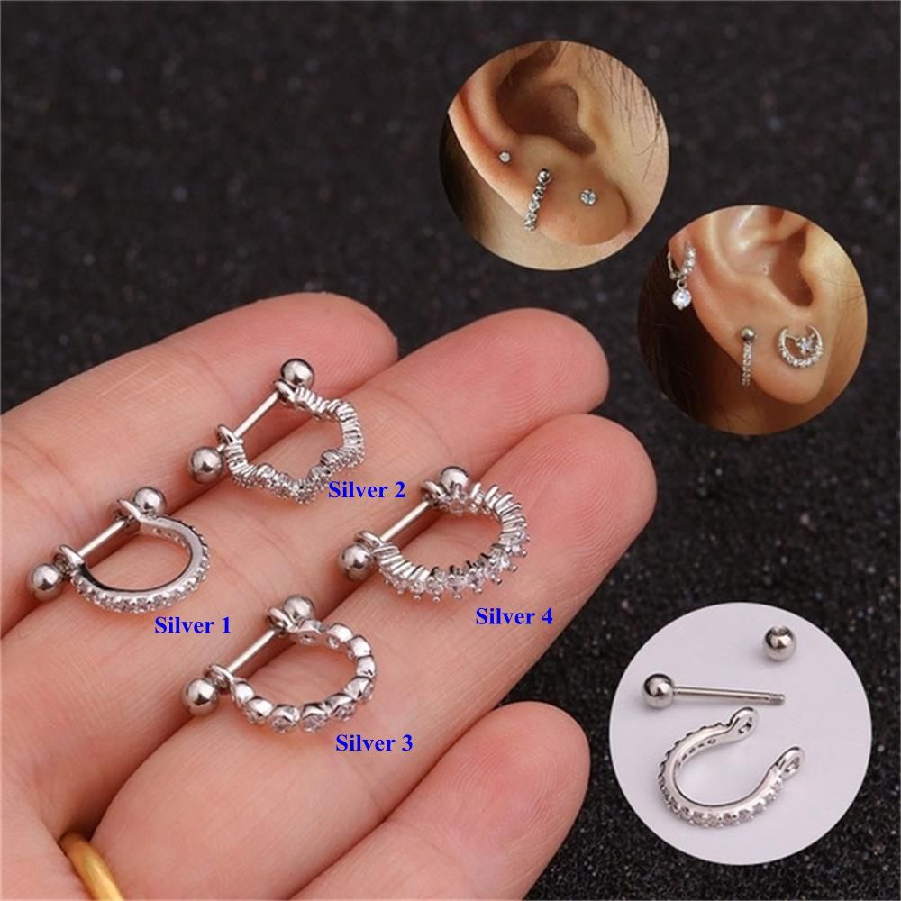 Khuyên xỏ sụn tai bằng thép y tế nhiều màu sắc thời trang cho nữ