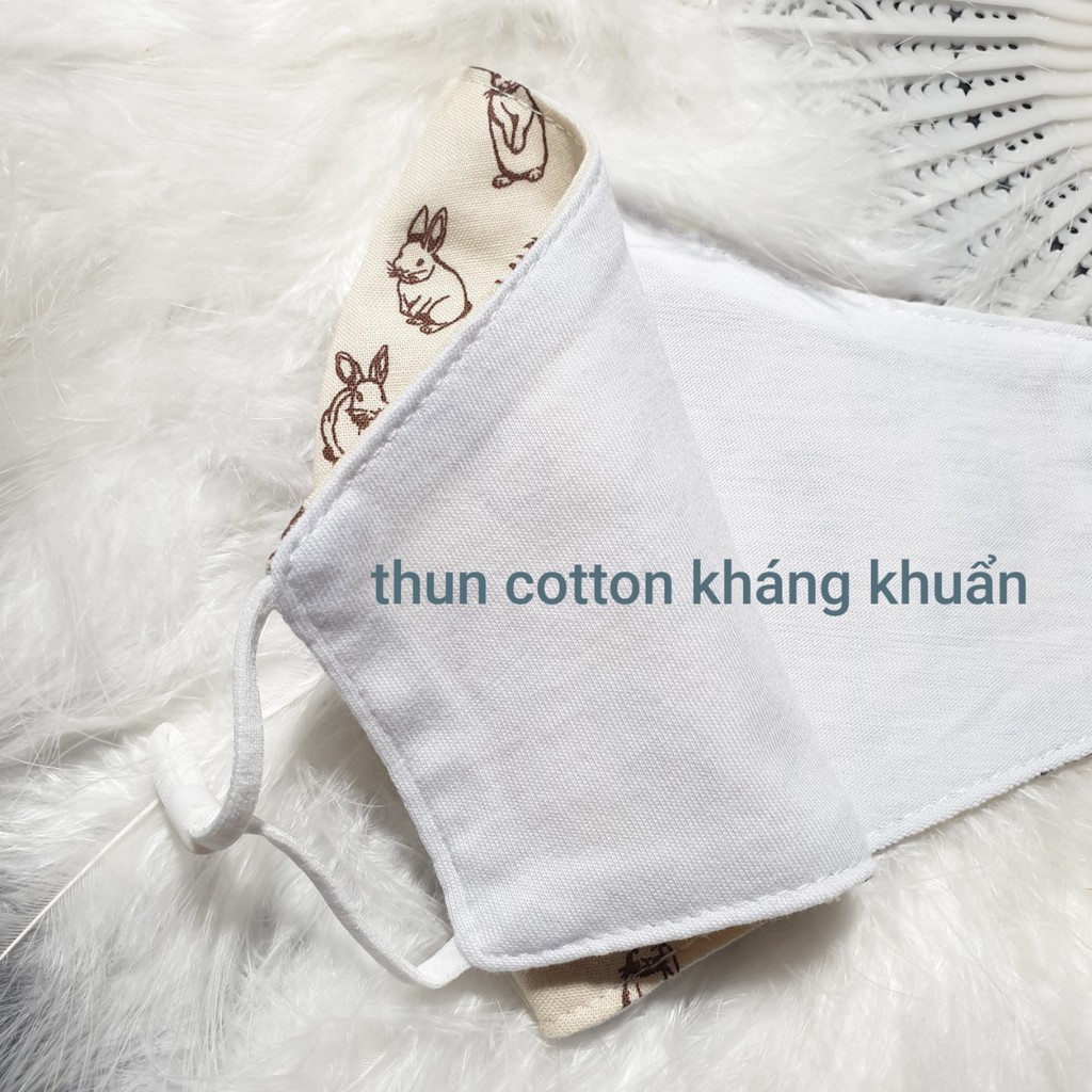 Khẩu trang unisex nam nữ vải Hàn Quốc 100% cotton lót thun kháng khuẩn JM1