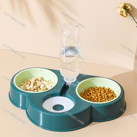BÁT ĂN CHÓ MÈO, KÈM 2 CHÉN NHỰA VÀ BÌNH NƯỚC TỰ ĐỘNG - KHAY ĐỰNG THỨC ĂN THÚ CƯNG