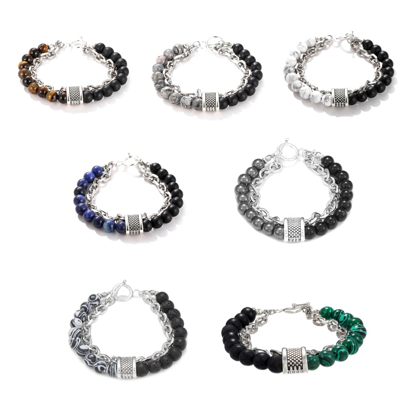 Vòng Tay Chuỗi Hạt Đá Mắt Hổ Tự Nhiên Thời Trang Cho Nam