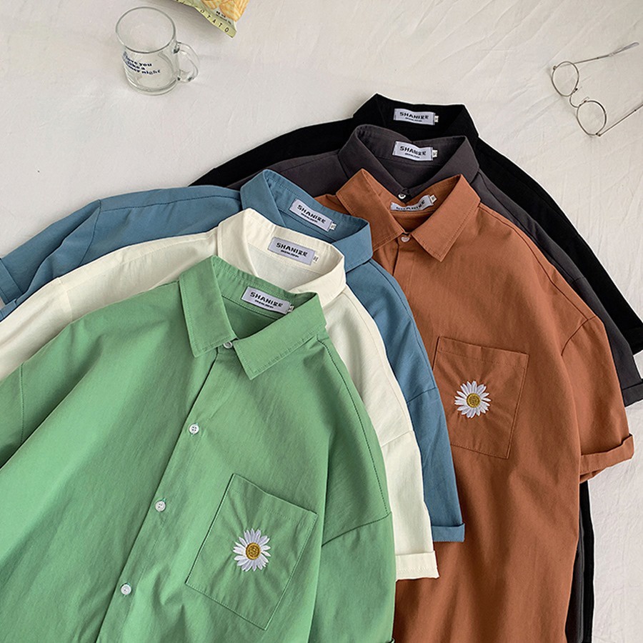 Áo Sơ Mi Trơn From Rộng Unisex Phong Cách Ulzzang