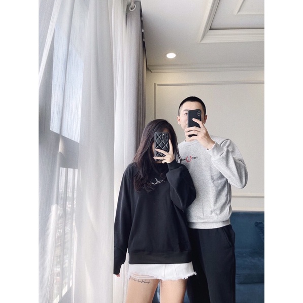 Áo nỉ thêu chữ FRED Đen-ghi