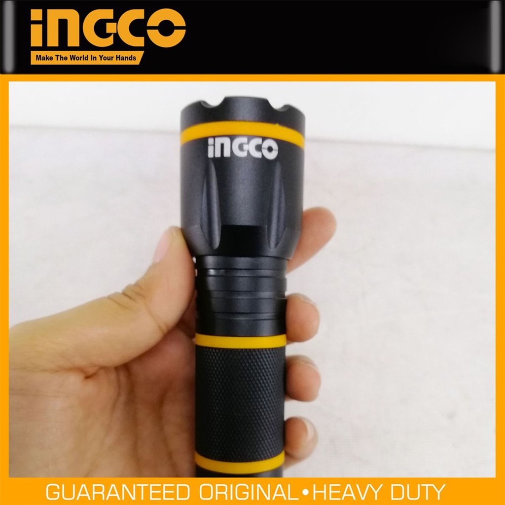 Đèn pin cầm tay mini siêu sáng INGCO HFL013AAA1 vỏ hợp kim nhôm chống rỉ sét, pin 3A, chống nước IPX-4, led R3 Samsung