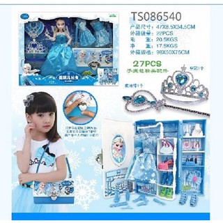 Bộ đồ chơi trang điểm kèm túi xách elsa, Đồ chơi búp bê,Búp bê elsa vương miện