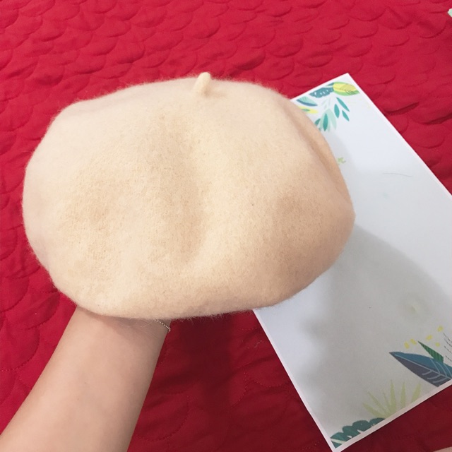 Mũ cối dạ màu be
