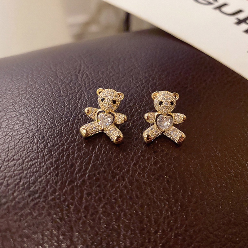 Khuyên Tai Hình Gấu Đính Đá Dễ Thương Dành Cho Nữ