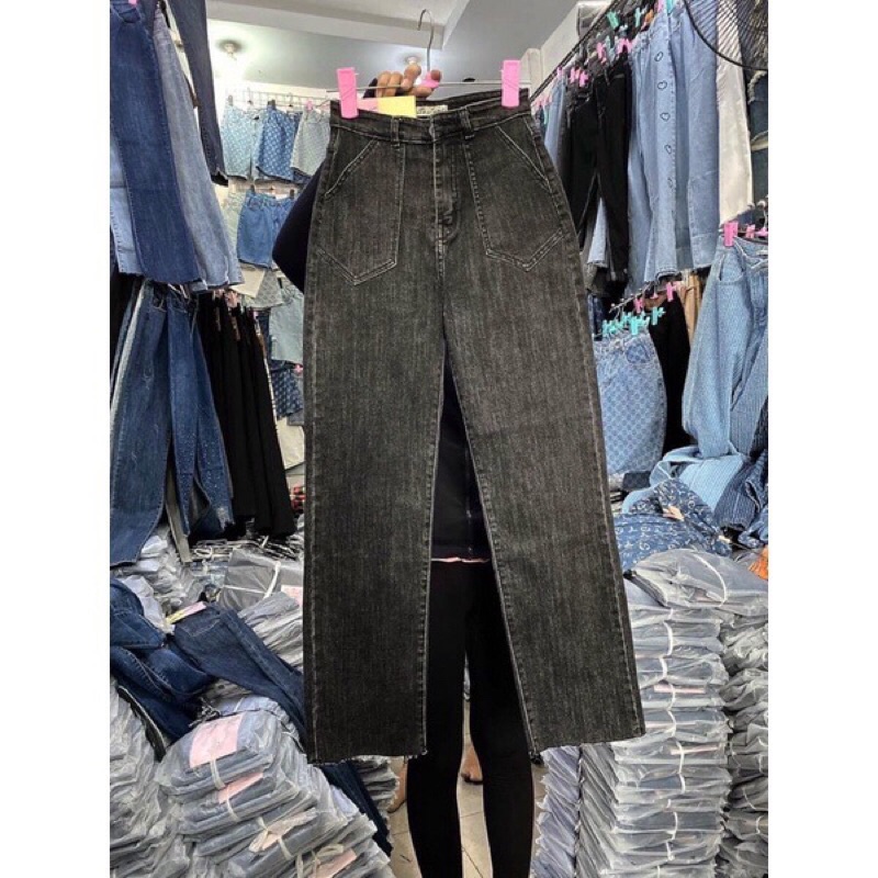 Quần bò jean nữ ống loe đứng rộng suông co giãn jeans cạp cao cao cấp Hottrend 2022