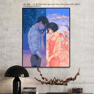 Tranh tô màu theo số Tranhsohoavn Tình yêu đôi lứa Couple yêu xa TY4097