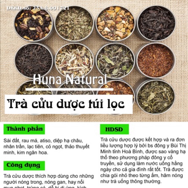 30 gói trà cửu vị tiêu độc tiêu viêm mát gan chống dị ứng