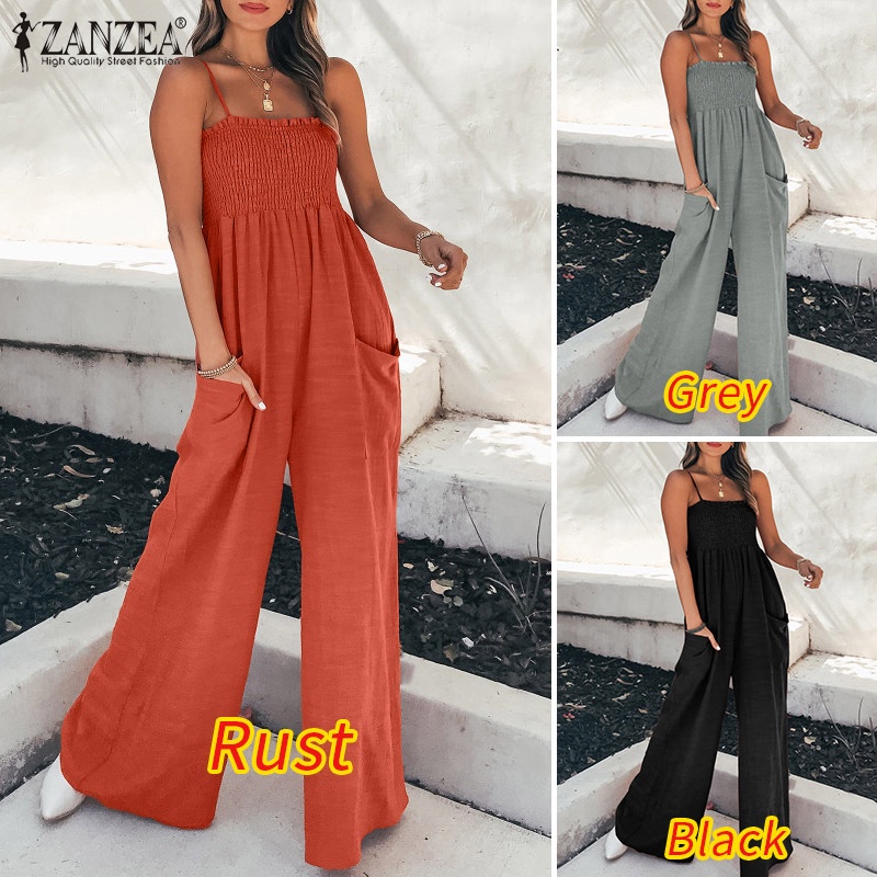 Áo liền quần Zanzea cổ vuông không tay thời trang dành cho nữ