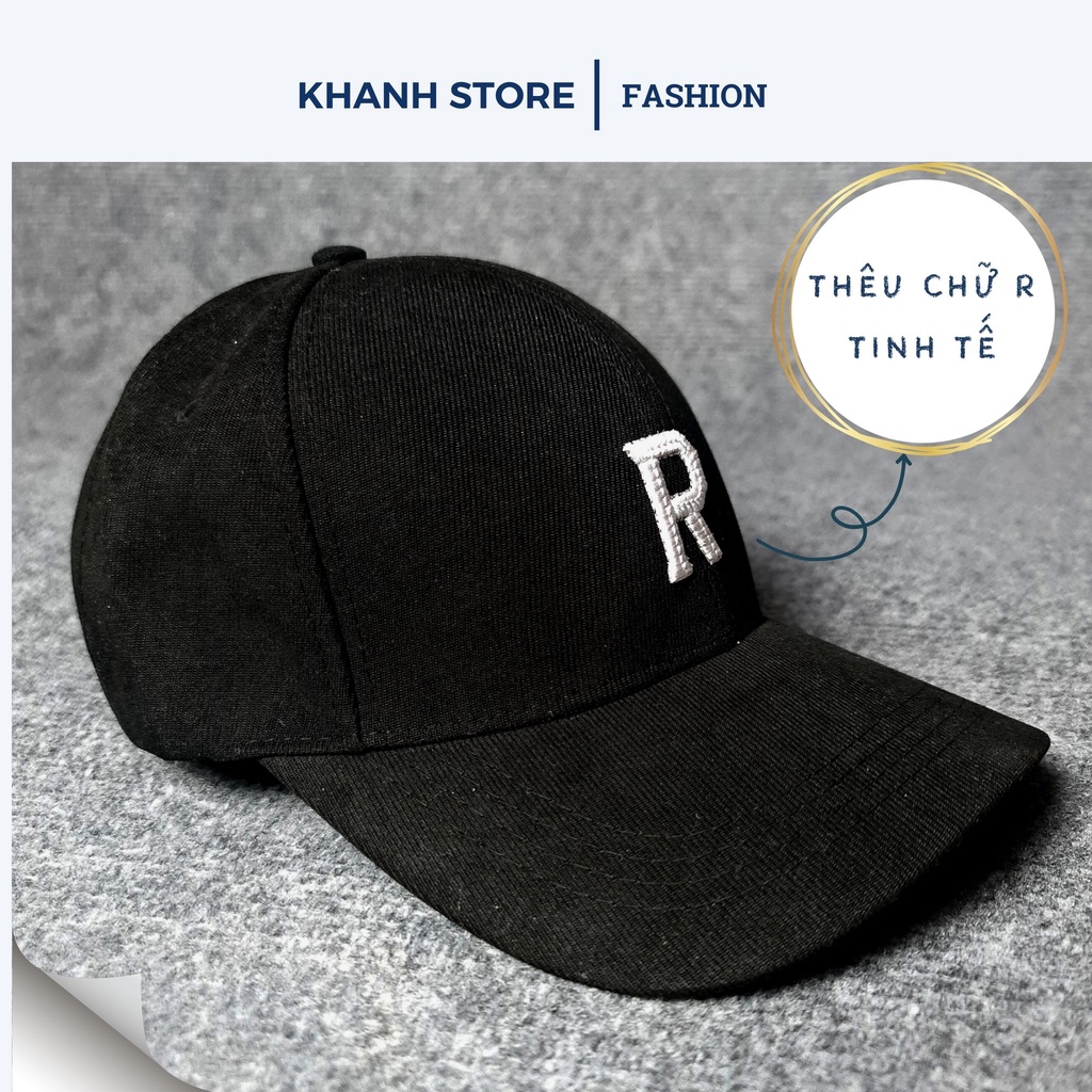 Nón kết, mũ lưỡi trai thêu chữ R form unisex nam nữ
