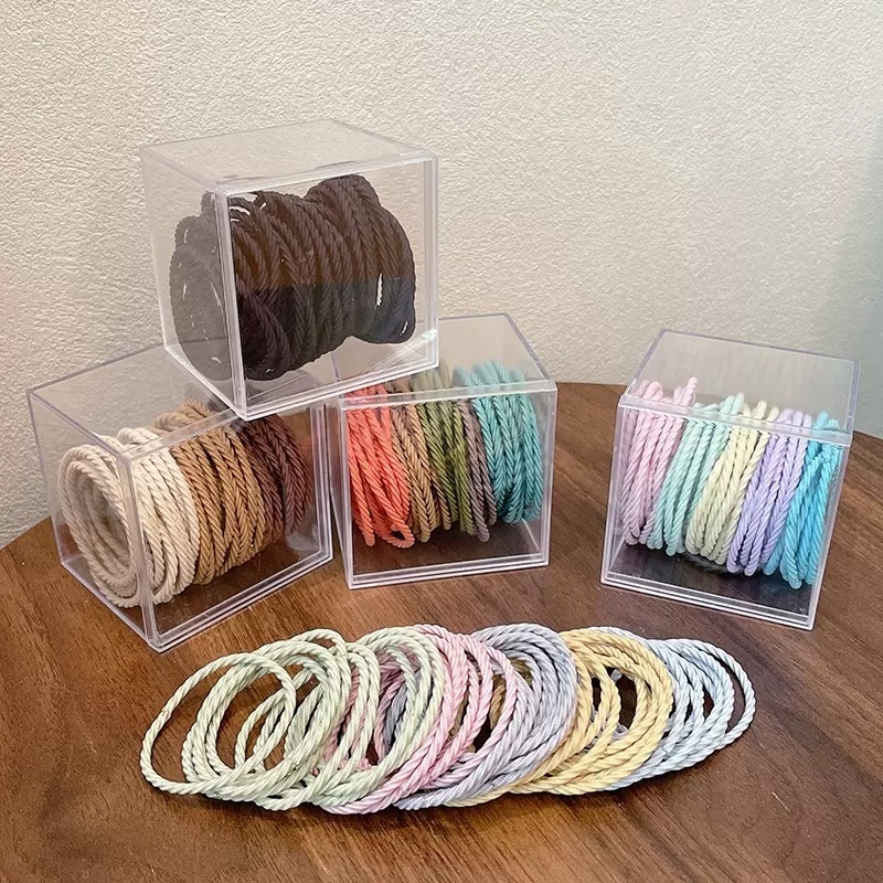 Hộp 50 Dây Buộc Tóc Cao Su Phong Cách Hàn Quốc Dễ Thương Siêu Bền