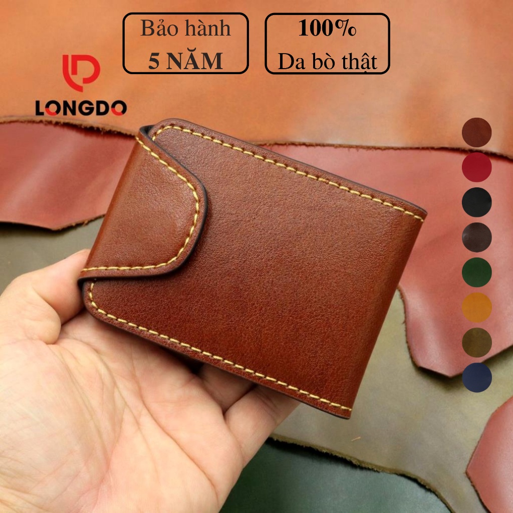 Ví sen 5, ví mini nam da bò thật - Bảo hành 5 năm - Hàng chính hãng thương hiệu Longdo Leather