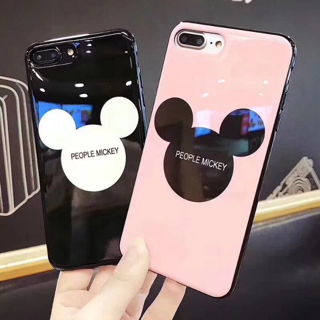 Ốp lưng iPhone 6/6plus Mickey mặt kính viền dẻo