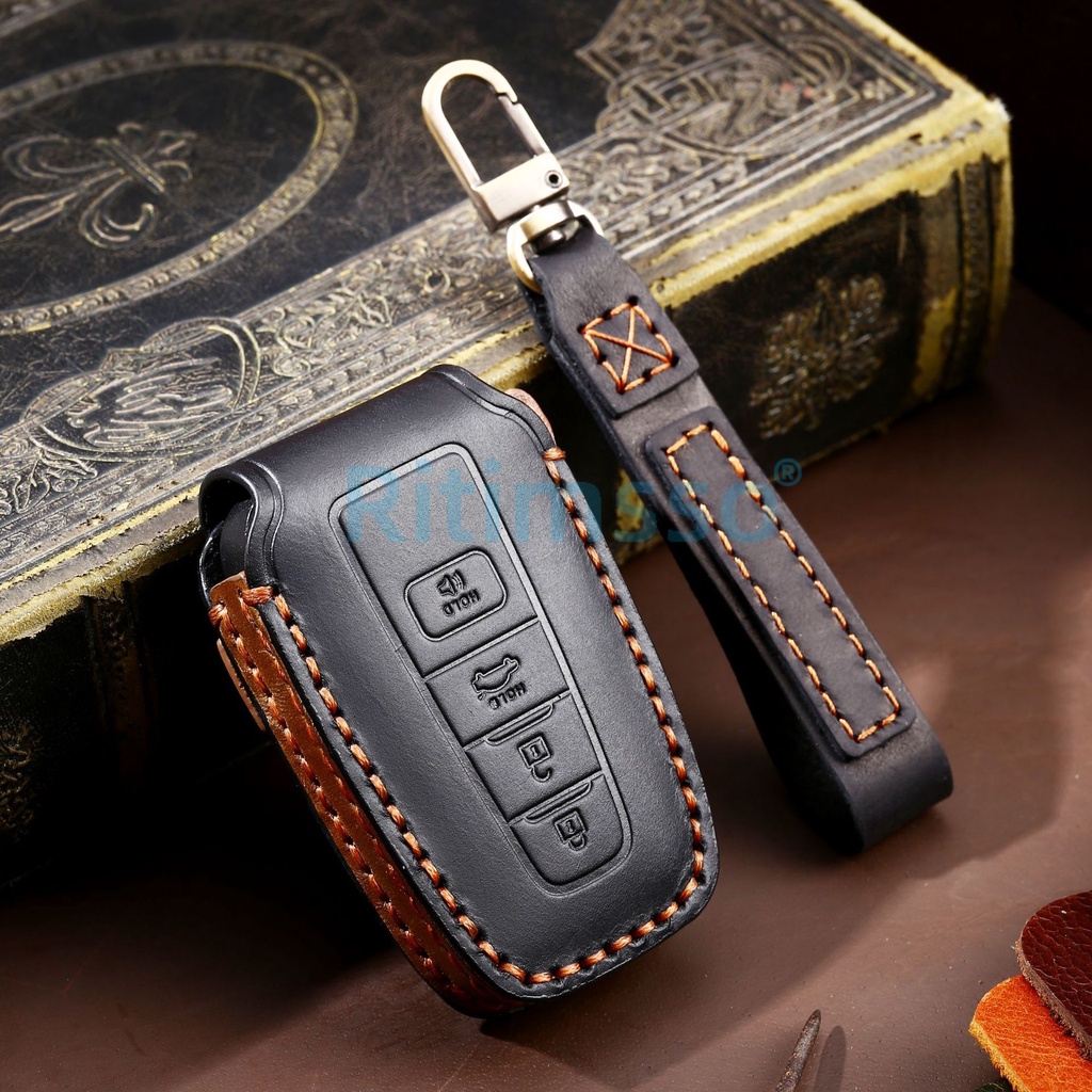 Bao Da Thủ Công Bảo Vệ Chìa Khóa Cho Xe Toyota Prius Camry Corolla C-HR CHR RAV4 Prado