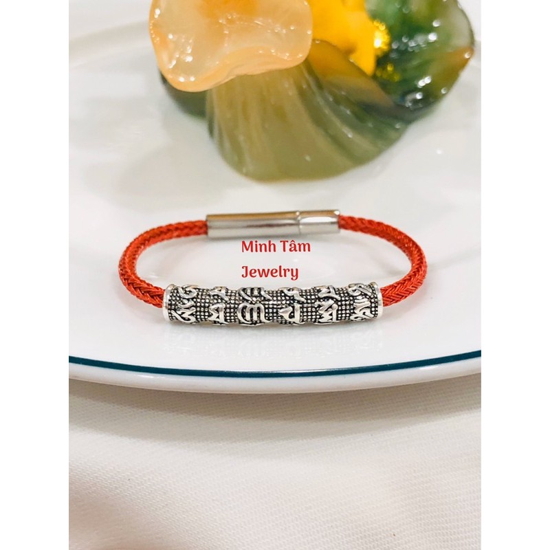 Charm bạc ống khắc chú bình an Omani Padme Hum 925-Minh Tâm Jewelry