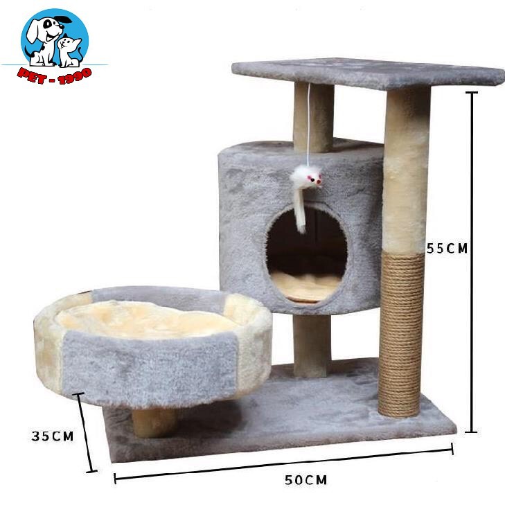 Nhà Cây Cattree Cho Mèo - Nhà 3 Tầng Có Trụ Cào Móng Cho Mèo