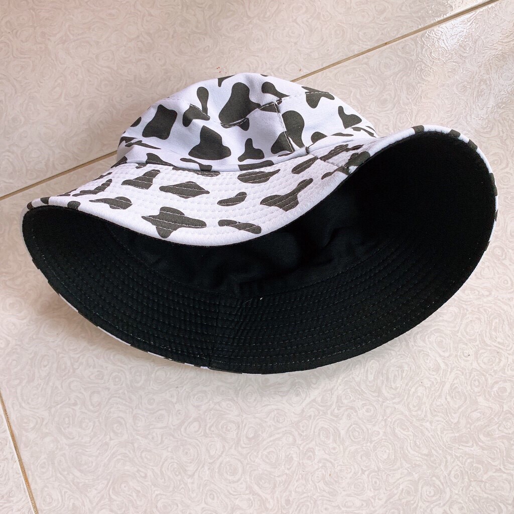 Mũ buket, mũ tai bèo họa tiết bò sữa và ngựa vằn phong cách Hàn Quốc đáng yêu