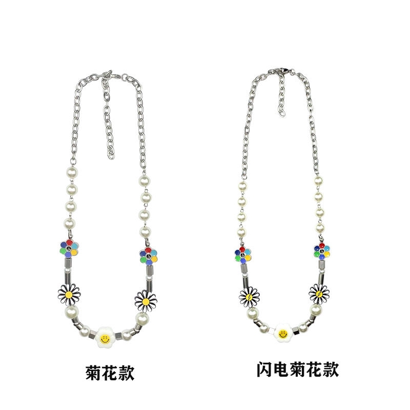 Vòng cổ/Vòng tay mặt hình hoa hướng dương hoa cúc mặt cười đính ngọc trai giả 22402